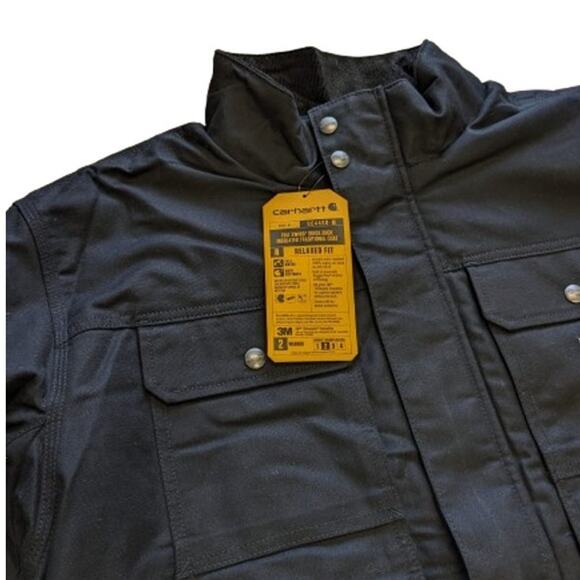 Carhartt mens Full Swing Relaxed Fit Quick Duck Coat-Black-2XL Tall US-NWT-C223 - Picture 3 of 8
